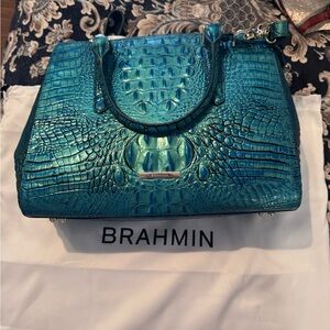 Brahmin Turquoise Embossed Satchel